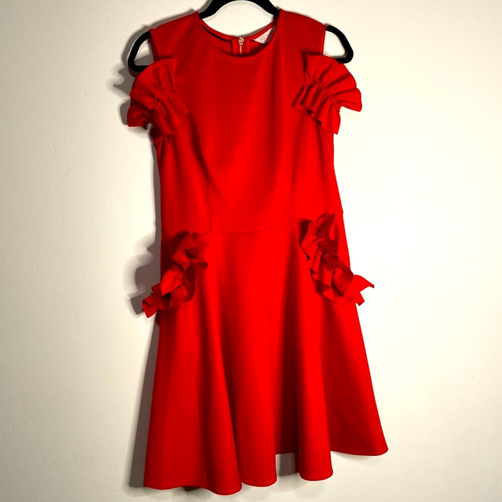 Ted baker size 3 bright red dress with pockets has good stretch